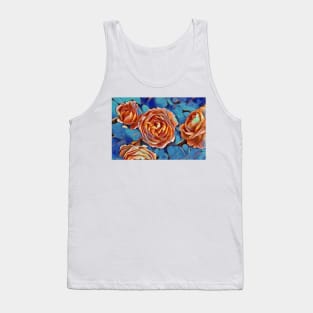 Orange flowers with blue background Tank Top